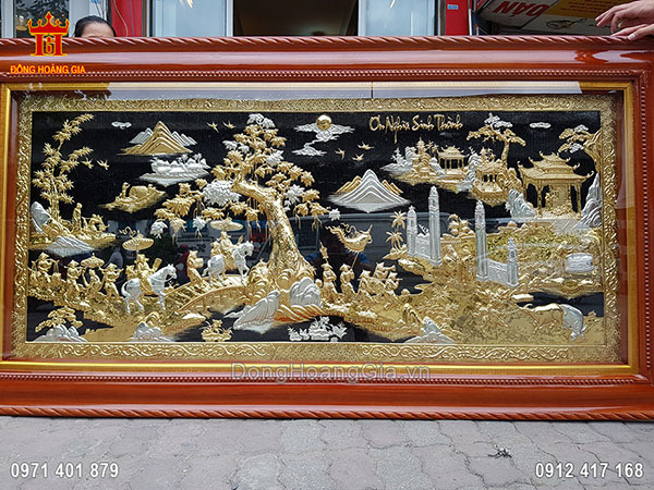 Lắp Đặt Tranh Đồng Vinh Quy Bái Tổ Mạ Vàng Mạ Bạc 2M3 Tại Nam Định