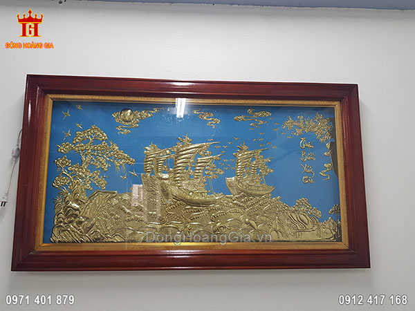 Tranh Thuận Buồm Xuôi Gió Đồng Vàng Nền Xanh 1M55
