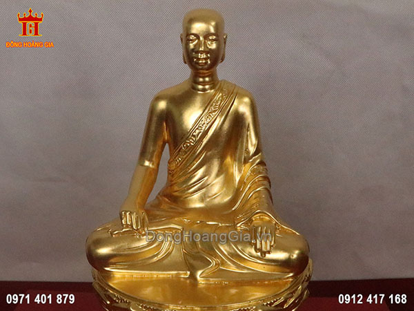 Tượng đồng Phật Hoàng Trần Nhân Tông dát vàng 9999