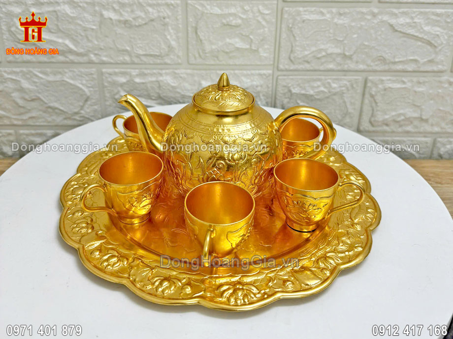 Bộ Ấm Chuyên Dát Vàng 24K Thờ Cúng Gia Tiên Ý Nghĩa