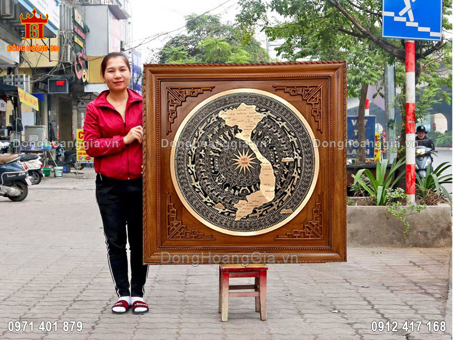 Chế Tác Tranh Mặt Trống Đồng Hình Bản Đồ Việt Nam ĐK 1M2