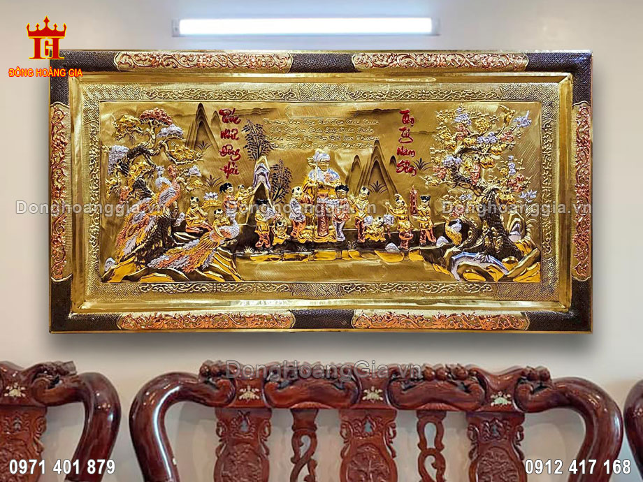 Chế Tác Tranh Mừng Thọ Bằng Đồng Mạ Vàng Bạc Cao Cấp