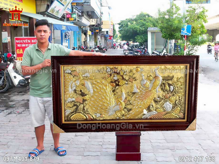 Chế Tác Tranh Ngọc Đường Phú Quý Bằng Đồng Khảm Tam Khí 1M75