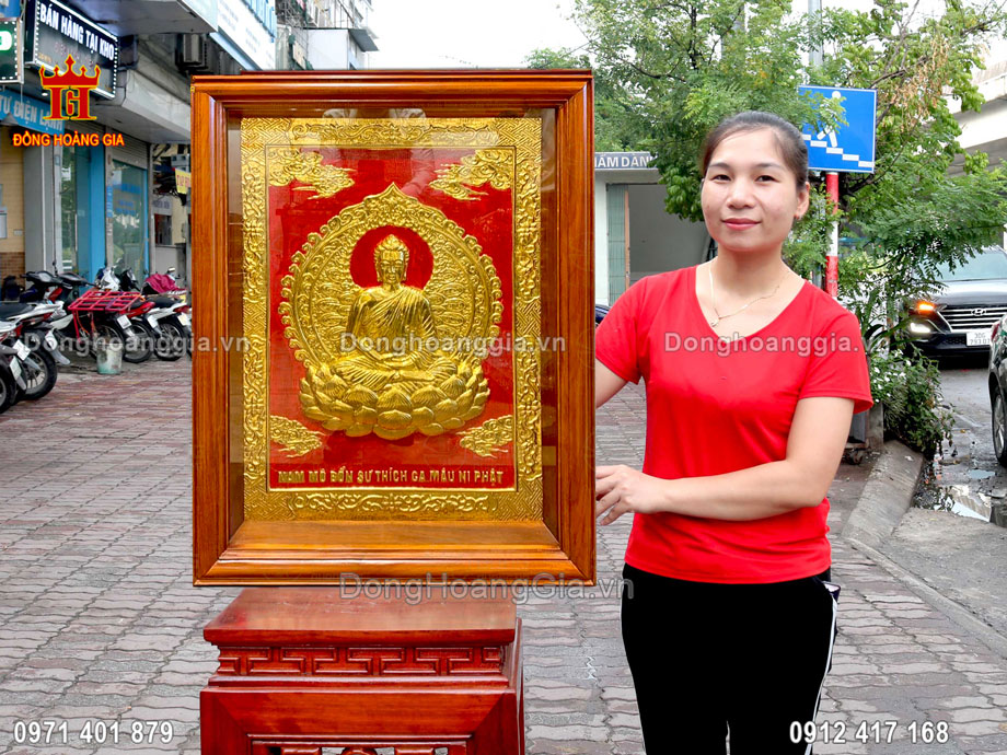 Chế Tác Tranh Phật Thích Ca Mâu Ni Ngồi Thiền Bằng Đồng Mạ Vàng 24K VIP