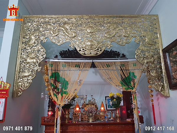 Cửa Võng Chạm Tứ Linh Đồng Vàng 3M68