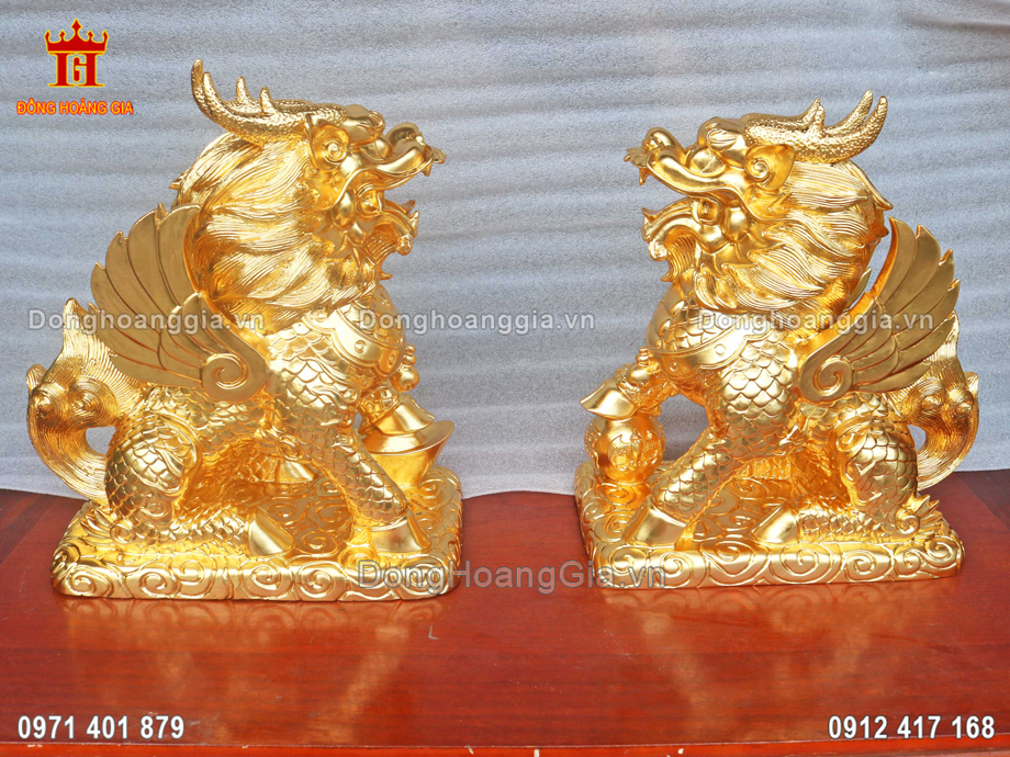 Đôi Kỳ Lân Bằng Đồng Mạ Vàng 24K Ý Nghĩa May Mắn