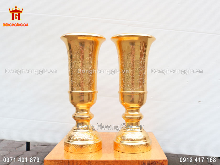Đôi Ống Đựng Hương Bằng Đồng Mạ Vàng 24K - SP1598