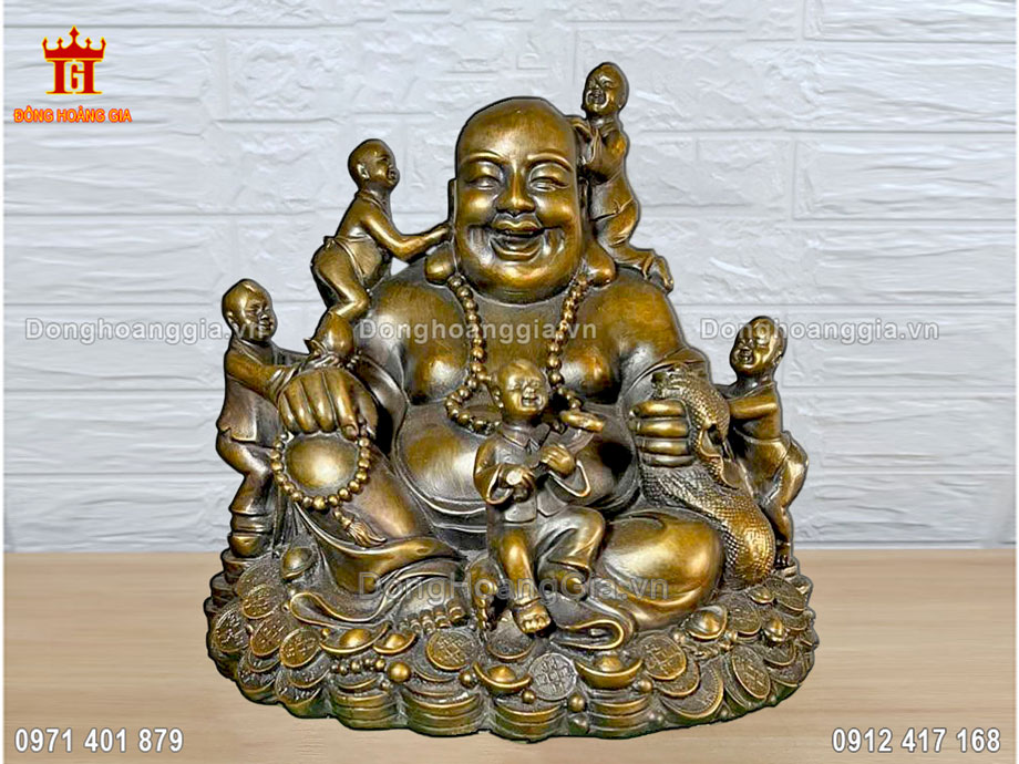Đúc Tượng Di Lặc Ngũ Phúc Bằng Đồng Làm Màu Giả Cổ