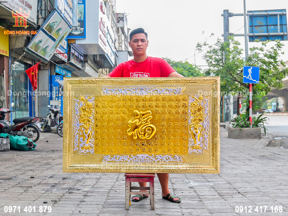 Hoàn Thiện Tranh Bách Phúc Bằng Đồng Mạ Vàng Bạc Cho Khách VIP