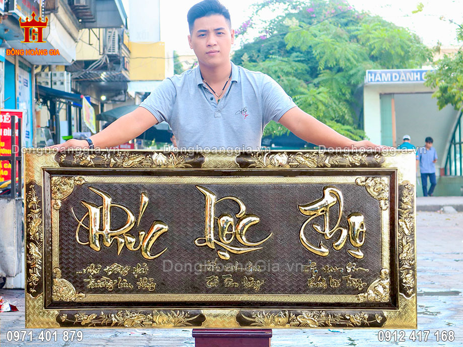 Hoàn Thiện Tranh Chữ Phúc Lộc Thọ Bằng Đồng Vàng Treo Phòng Thờ