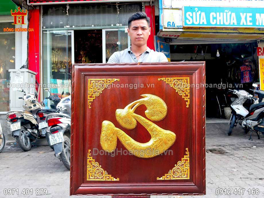 Hoàn Thiện Tranh Chữ Tâm Thư Pháp Bằng Đồng Mạ Vàng VIP