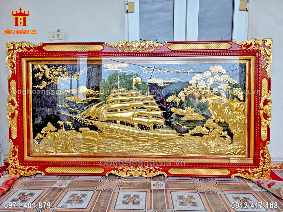 Hoàn Thiện Tranh Thuận Buồm Xuôi Gió Dát Vàng 24K Cho Khách Hà Nội