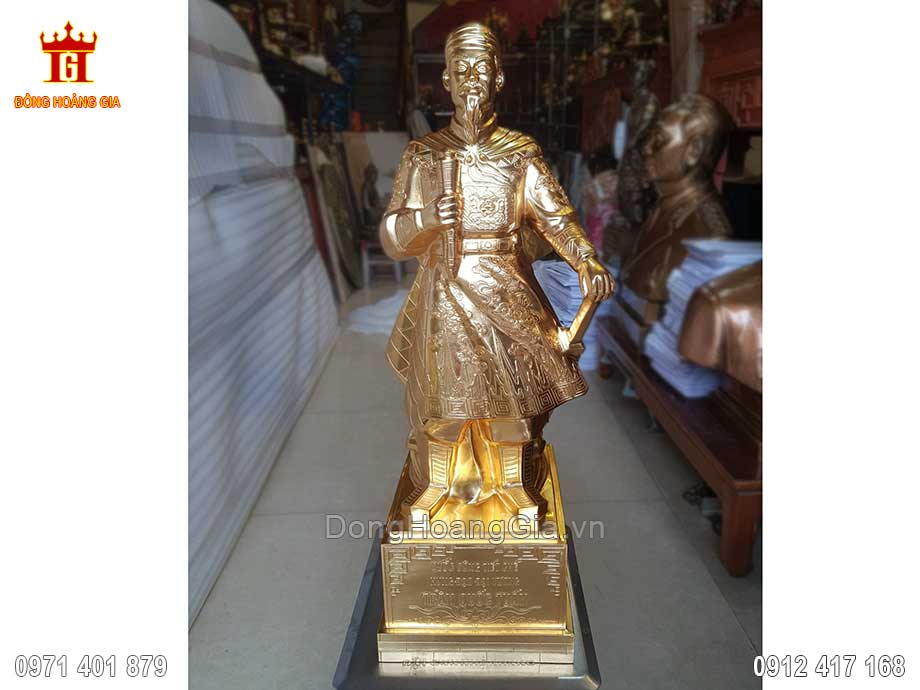 Pho Tượng Đồng Trần Hưng Đạo Dát Vàng 9999 70Cm
