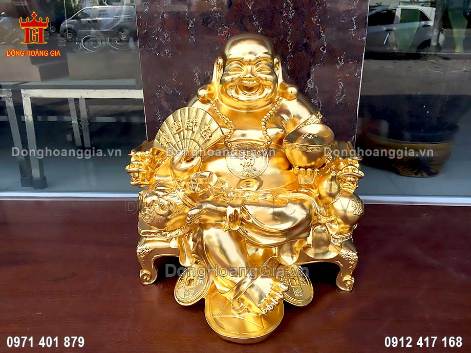 Pho Tượng Phật Di Lặc Ngồi Bằng Đồng Mạ Vàng 24K Đẹp Nhất - SP1538