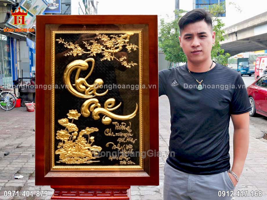 Quà Tặng Tranh Chữ Cha Mẹ Bằng Đồng Dát Vàng Tuyệt Đẹp