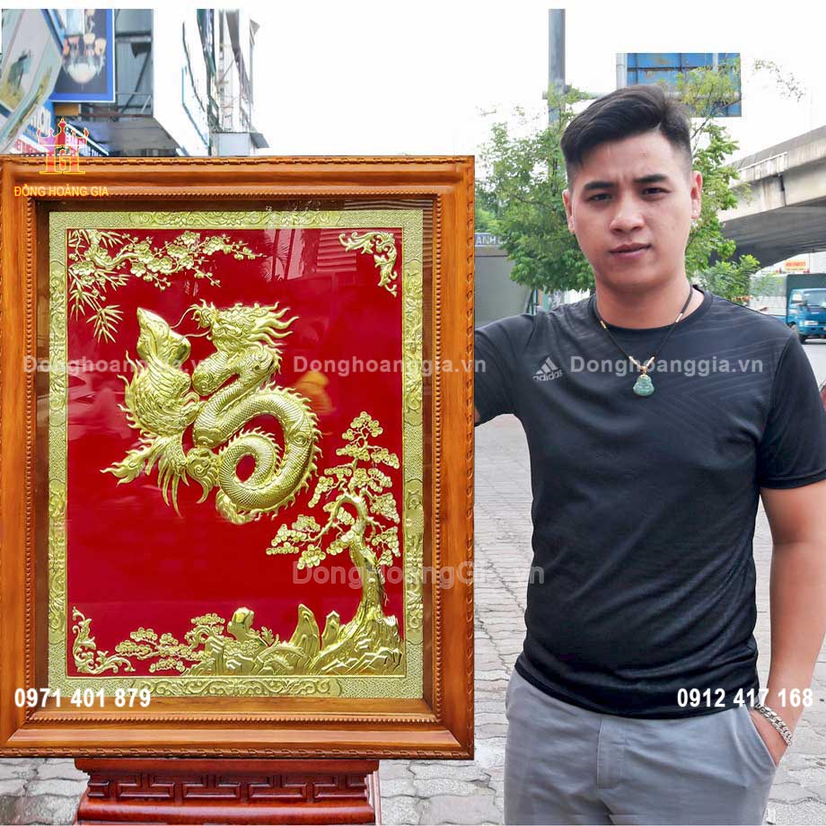 Tranh Chữ Phúc Hóa Rồng Phượng Bằng Đồng Treo Phòng Khách