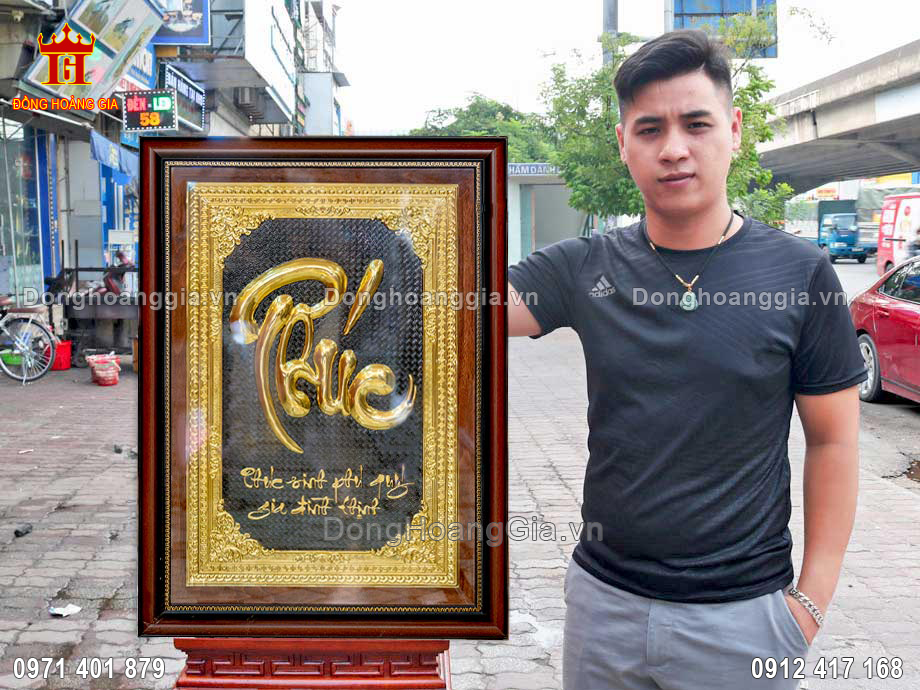 Tranh Chữ Phúc Thư Pháp Bằng Đồng Mạ Vàng 24K Chế Tác Theo Yêu Cầu