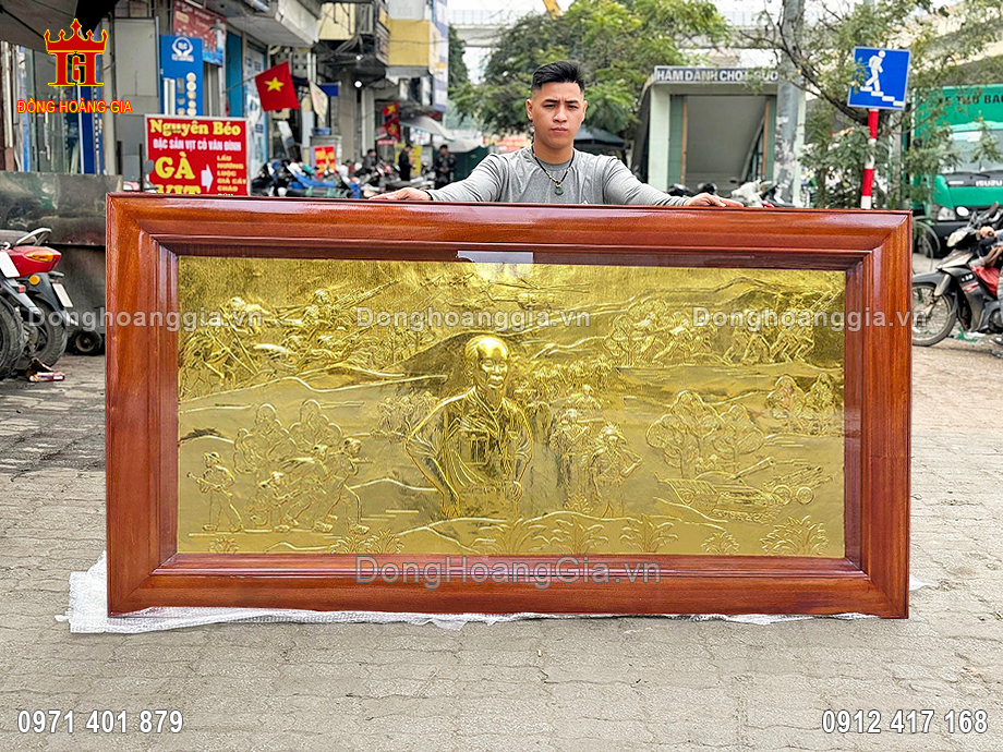 Tranh Đồng Bác Hồ Cùng Hành Quân Mạ Vàng Chế Tác Theo Yêu Cầu