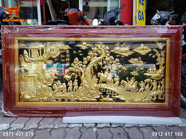 Tranh Đồng Vinh Quy Bái Tổ Dát Vàng 9999 1M55
