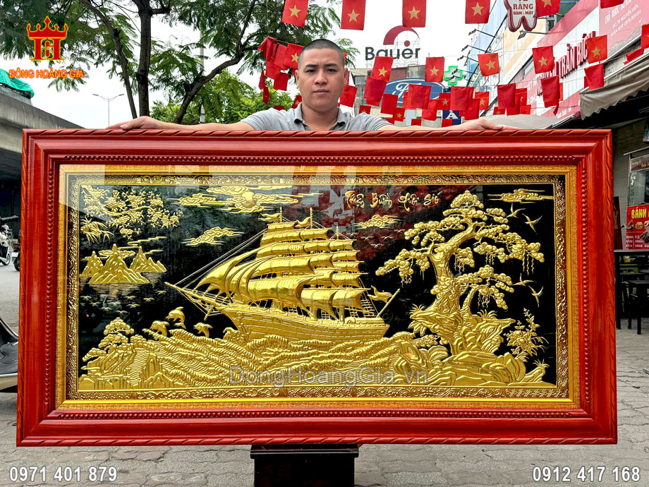 Tranh Thuận Buồm Xuôi Gió Mạ Vàng 1m7x90cm cao cấp