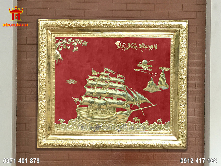 Tranh Thuận Buồm Xuôi Gió Đồng Vàng Nền Đỏ 1m - SP1133