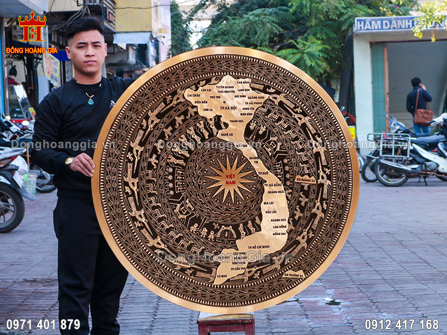 Tranh Trống Đồng Hình Bản Đồ Việt Nam Chế Tác Thủ Công Tinh Xảo