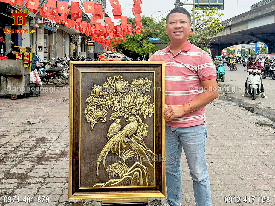 Tranh Uyên Ương Viên Mãn Bằng Đồng Màu Giả Cổ Theo Yêu Cầu