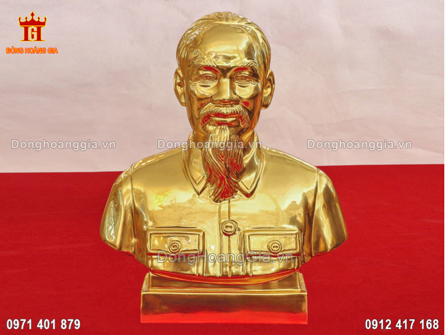 Tượng Bác Hồ Bán Thân Bằng Đồng Mạ Vàng 24K Cao 90Cm