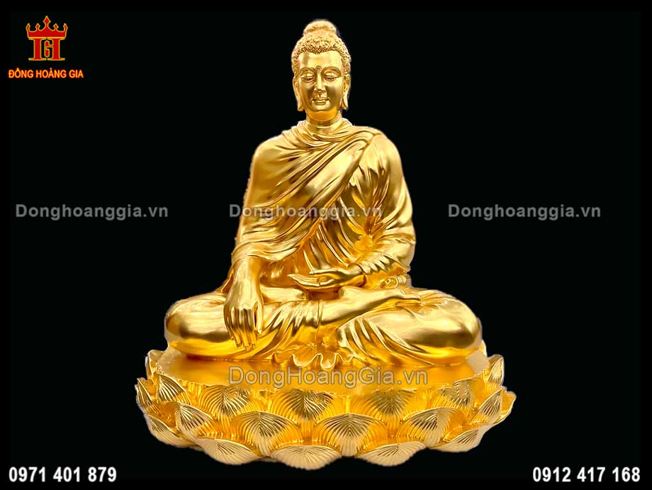 Tượng Đức Phật Thích Ca Mâu Ni Bằng Đồng Mạ Vàng 24K Cao 68Cm