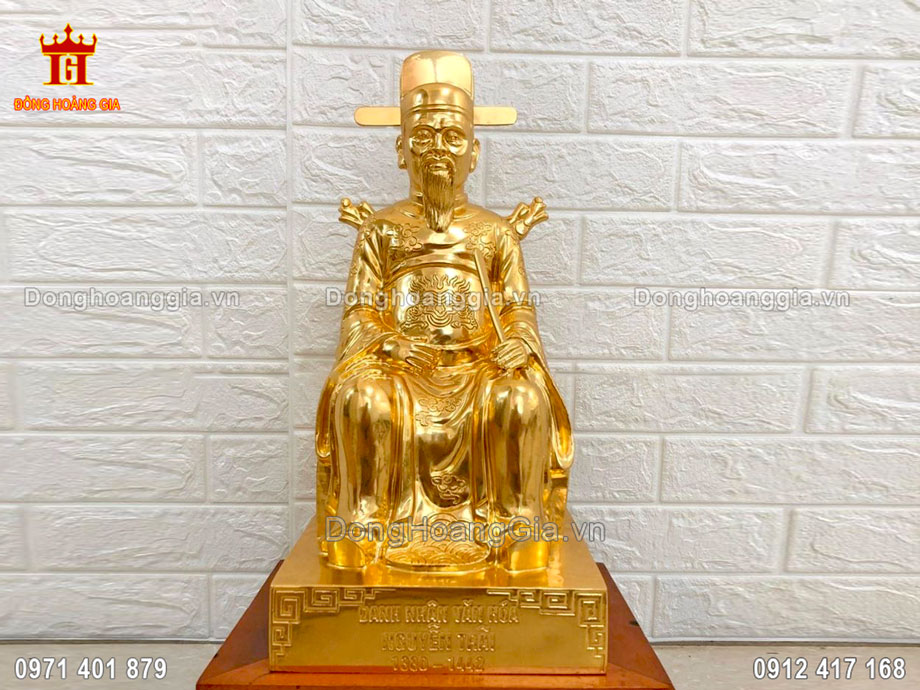 Tượng Nguyễn Trãi Ngồi Ngai Bằng Đồng Mạ Vàng 24K Cao Cấp