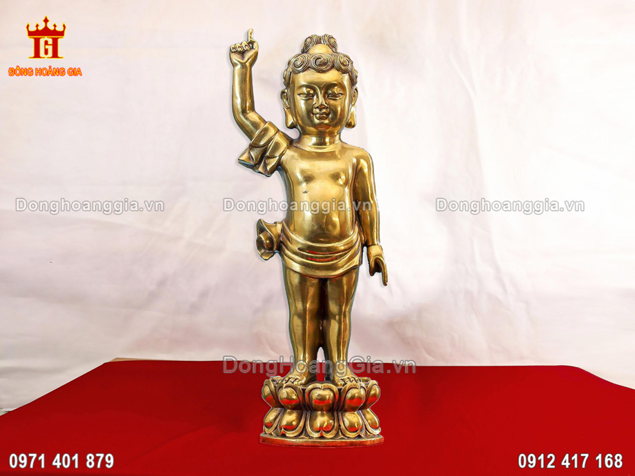 Tượng Phật Đản Bằng Đồng Vàng Đúc Thủ Công Tinh Xảo - SP1883