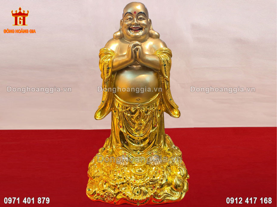 Tượng Phật Di Lặc Bằng Đồng Dát Vàng 24K Dáng Đứng