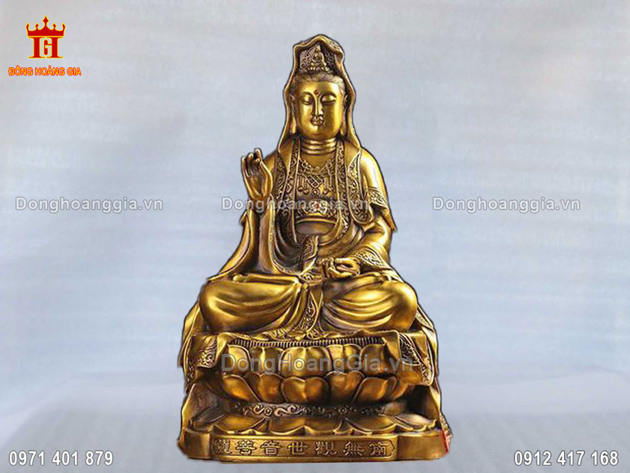 Tượng Phật Quan Âm Bồ Tát Bằng Đồng Vàng Cao 40Cm - SP1963