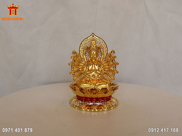 Tượng Phật nghìn mắt nghìn tay bằng đồng vàng dát vàng 24K