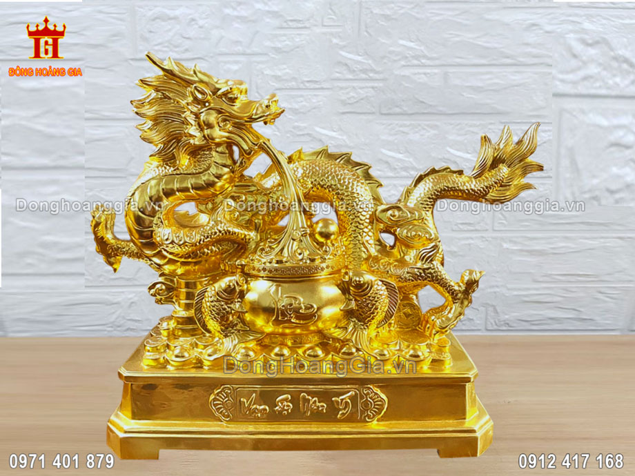 Tượng Rồng Vạn Sự Như Ý Bằng Đồng Mạ Vàng 24K Tuyệt Đẹp
