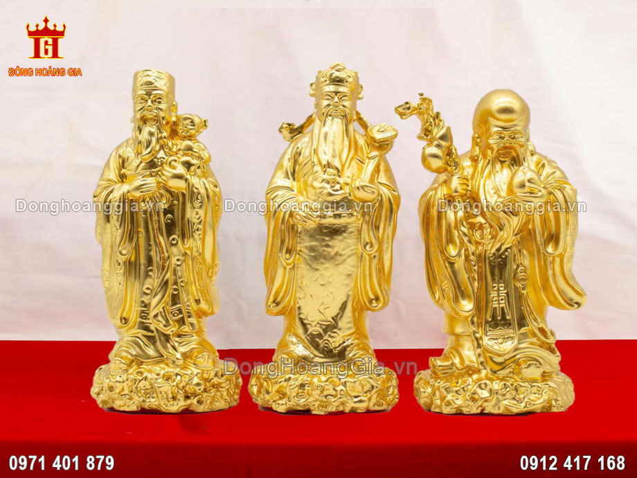 Tượng Tam Đa Phúc Lộc Thọ Bằng Đồng Dát Vàng 24K VIP
